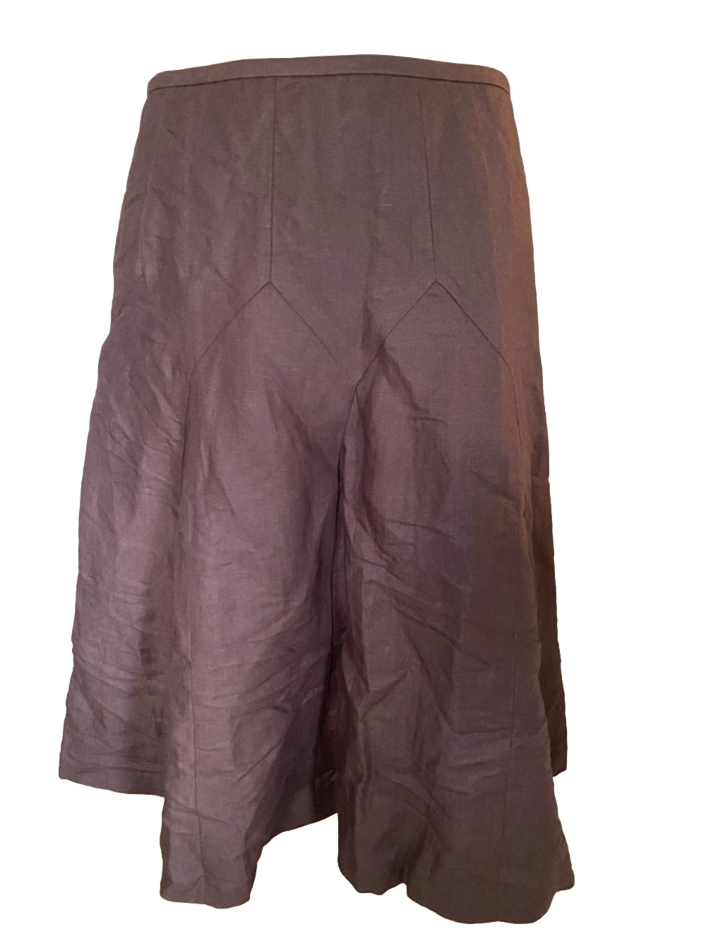 LOFT Brown A-Line Linen-Blend Skirt